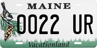 ME license plate 0022UR