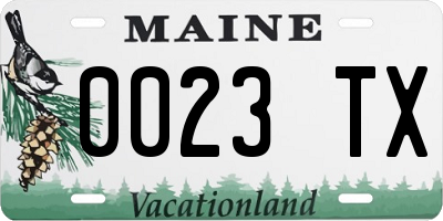ME license plate 0023TX
