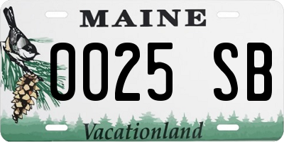 ME license plate 0025SB