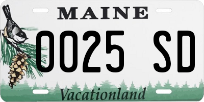 ME license plate 0025SD