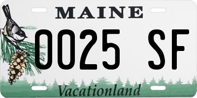 ME license plate 0025SF