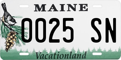 ME license plate 0025SN