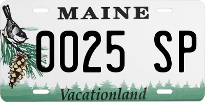 ME license plate 0025SP