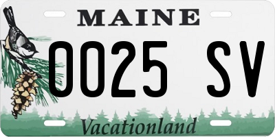 ME license plate 0025SV