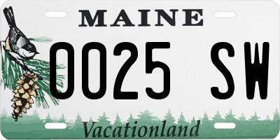 ME license plate 0025SW