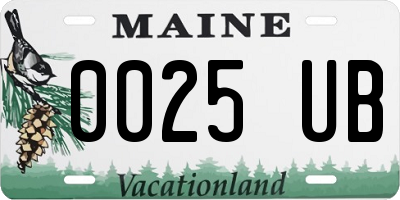 ME license plate 0025UB
