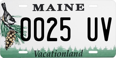 ME license plate 0025UV