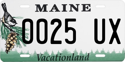 ME license plate 0025UX