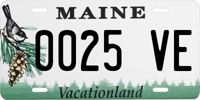 ME license plate 0025VE