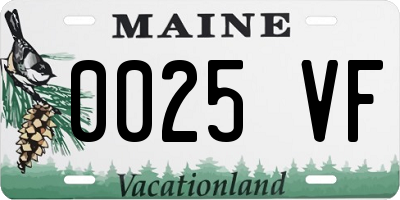 ME license plate 0025VF
