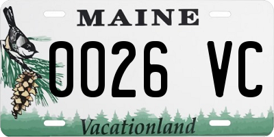 ME license plate 0026VC
