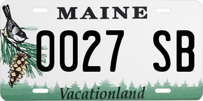 ME license plate 0027SB