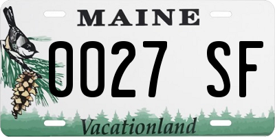 ME license plate 0027SF