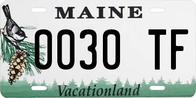 ME license plate 0030TF