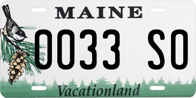 ME license plate 0033SO