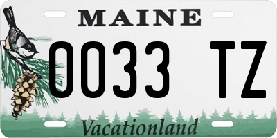 ME license plate 0033TZ