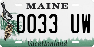 ME license plate 0033UW