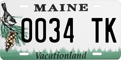 ME license plate 0034TK