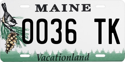 ME license plate 0036TK
