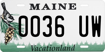 ME license plate 0036UW