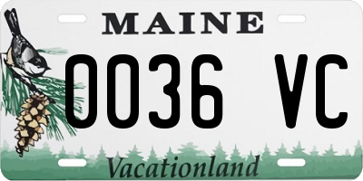 ME license plate 0036VC