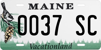 ME license plate 0037SC