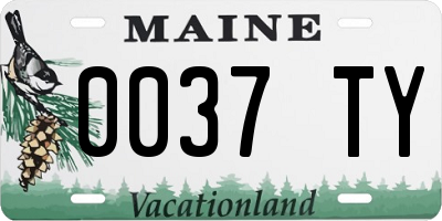 ME license plate 0037TY