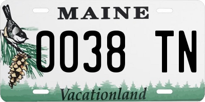 ME license plate 0038TN