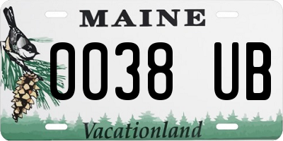 ME license plate 0038UB
