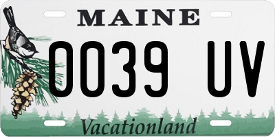 ME license plate 0039UV