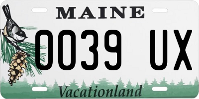 ME license plate 0039UX