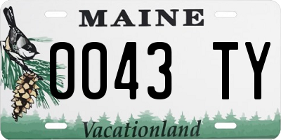 ME license plate 0043TY