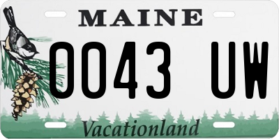 ME license plate 0043UW