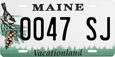 ME license plate 0047SJ