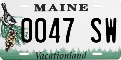 ME license plate 0047SW
