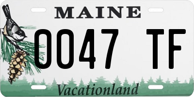 ME license plate 0047TF