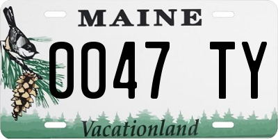 ME license plate 0047TY