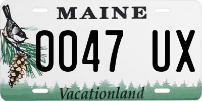 ME license plate 0047UX