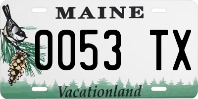 ME license plate 0053TX