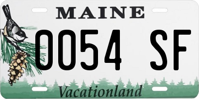 ME license plate 0054SF