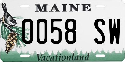 ME license plate 0058SW