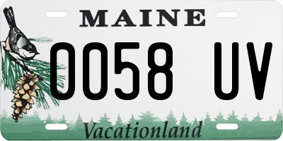 ME license plate 0058UV