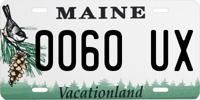 ME license plate 0060UX