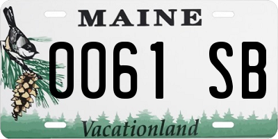 ME license plate 0061SB