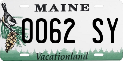 ME license plate 0062SY