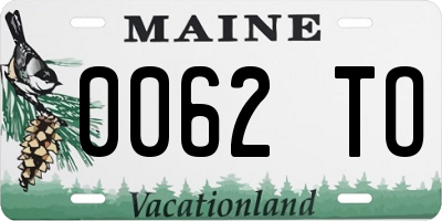 ME license plate 0062TO
