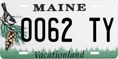 ME license plate 0062TY