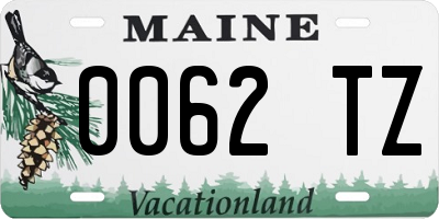 ME license plate 0062TZ