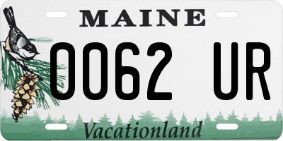 ME license plate 0062UR