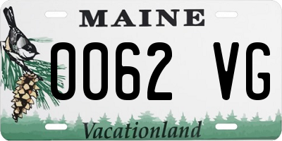 ME license plate 0062VG